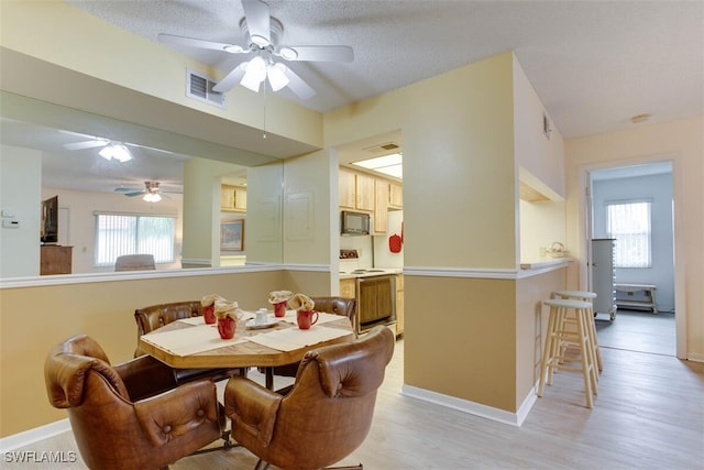 4351 27th Ct SW Unit 203, Naples, FL 34116 - dining area with a ceiling fan, plenty of natural light, light wood-style floors, and baseboards
