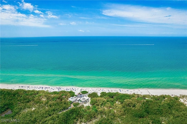 property view of water featuring a beach view