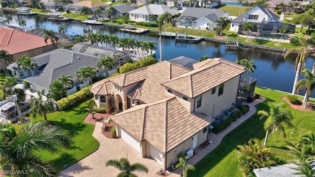 bird's eye view featuring a water view