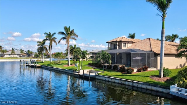 water view featuring a dock