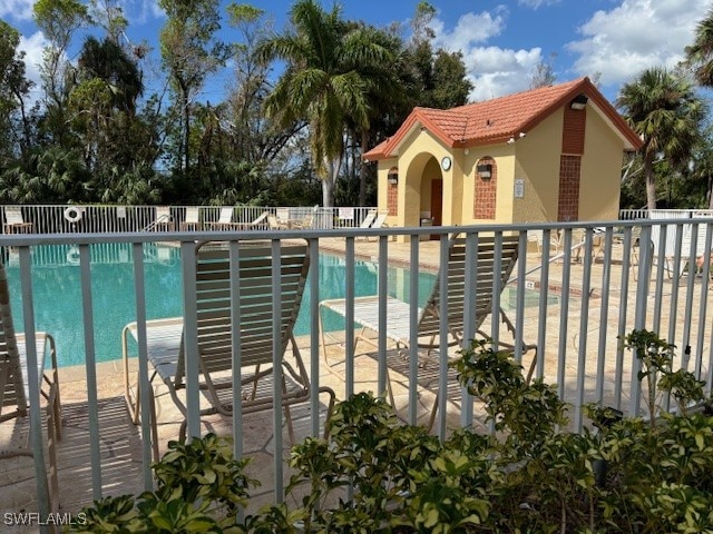 view of pool featuring a patio area