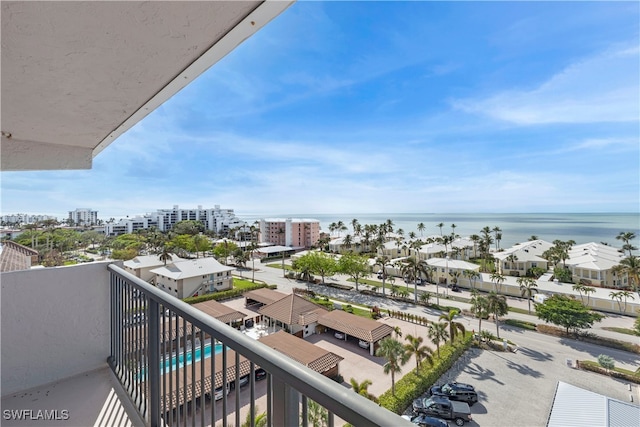 balcony with a water view