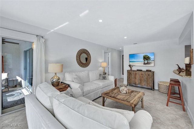 view of tiled living room