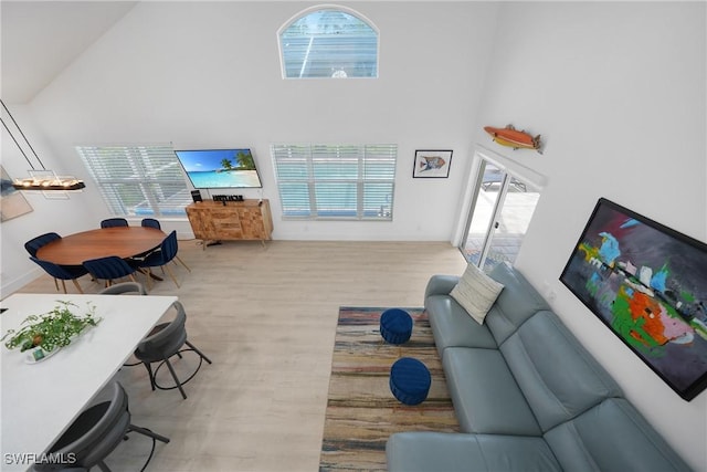 2532 Blackburn Cir, Cape Coral, FL 33991 - living area featuring high vaulted ceiling, wood finished floors, and plenty of natural light
