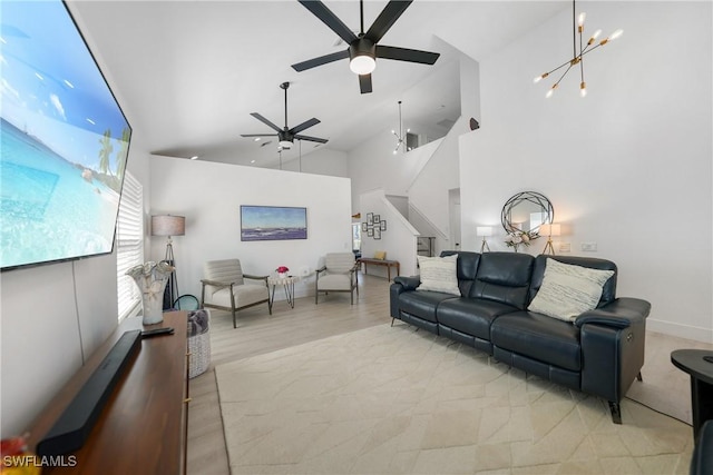 2532 Blackburn Cir, Cape Coral, FL 33991 - living room with high vaulted ceiling and ceiling fan