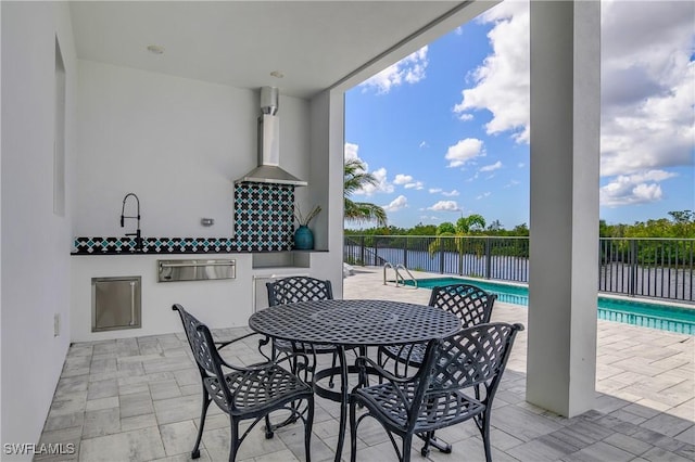 view of patio featuring a fenced in pool