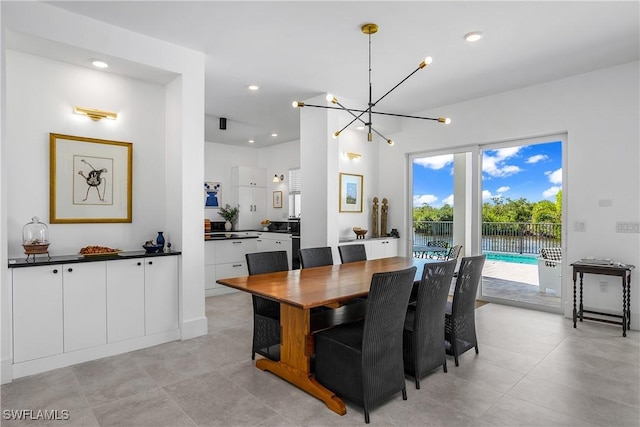 dining room featuring a chandelier