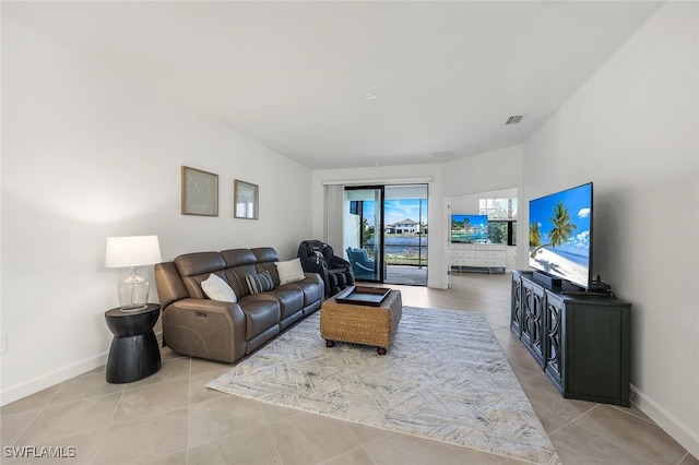 view of tiled living room