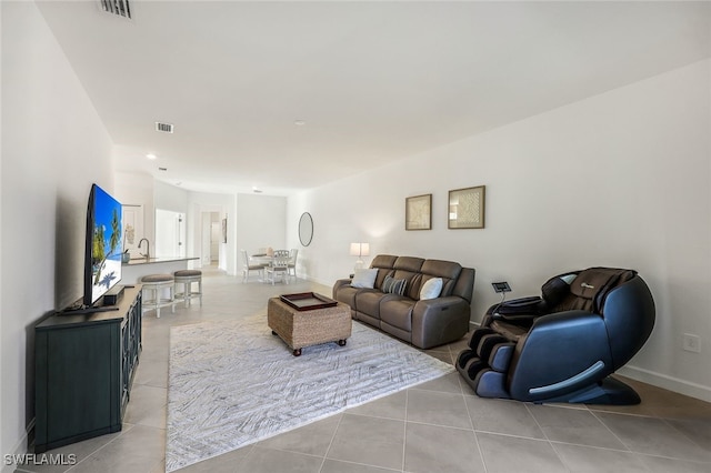 view of tiled living room