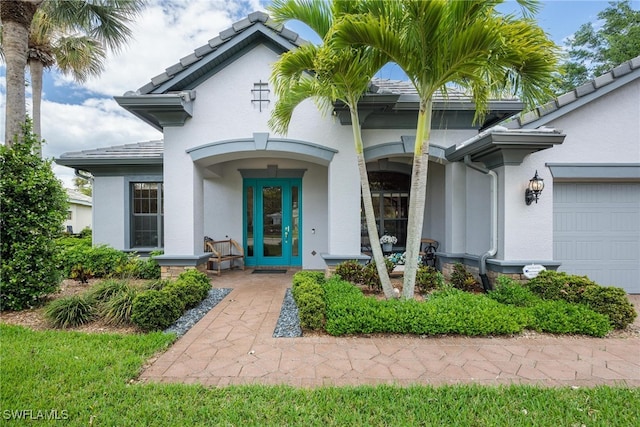 entrance to property with a garage