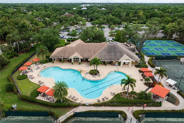 view of swimming pool featuring a patio