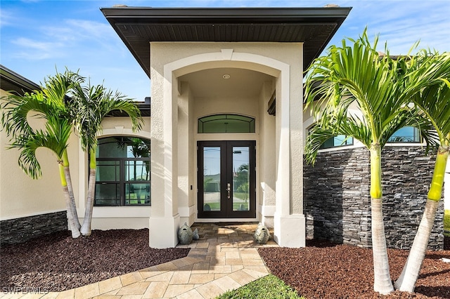 property entrance with french doors