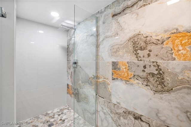 12170 Kelly Sands Way Unit 702, Fort Myers, FL 33908 - bathroom featuring a walk in shower and recessed lighting