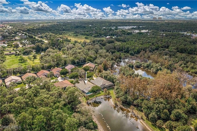 bird's eye view featuring a water view