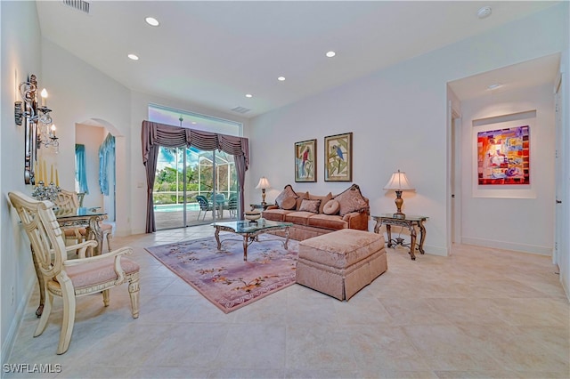 view of tiled living room