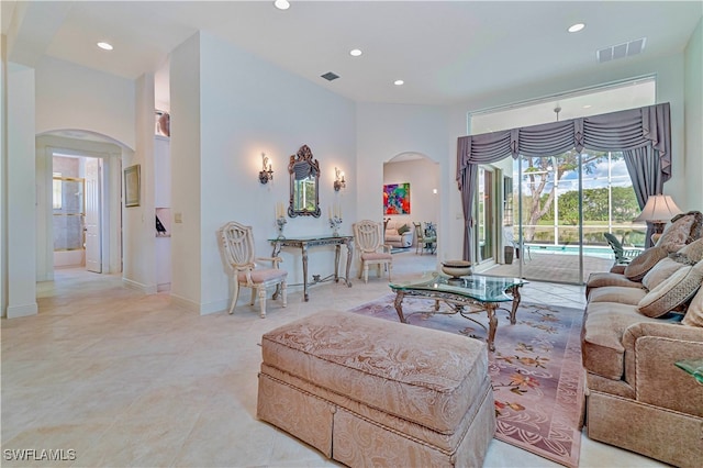 view of tiled living room