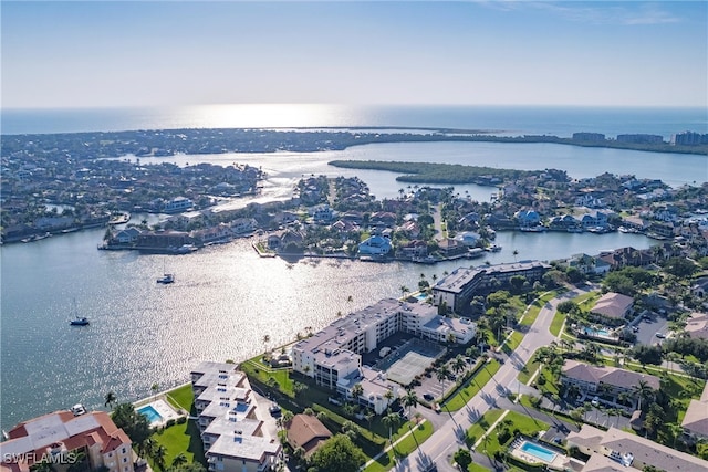 bird's eye view featuring a water view