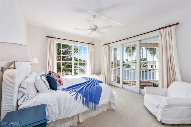1627 Barbados Ct, Marco Island, FL 34145 - bedroom featuring access to outside, carpet flooring, and ceiling fan