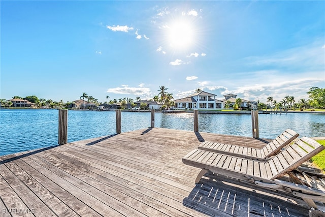 dock area with a water view