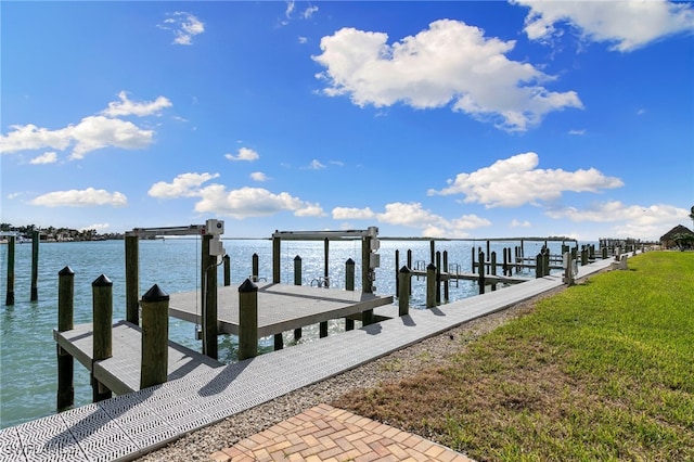 dock area with a water view