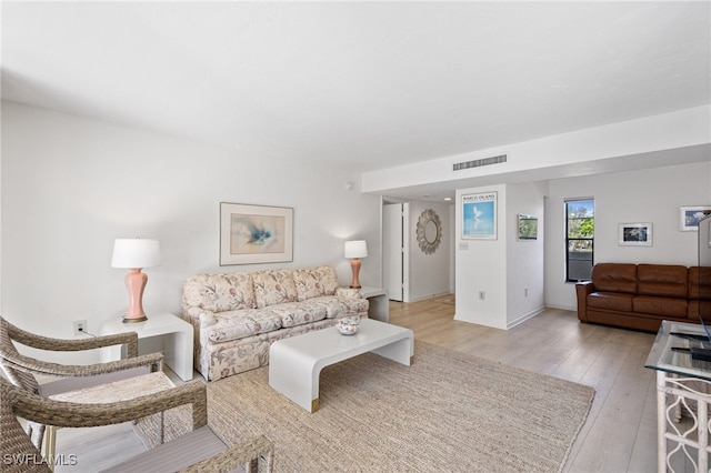 living room featuring light hardwood / wood-style flooring