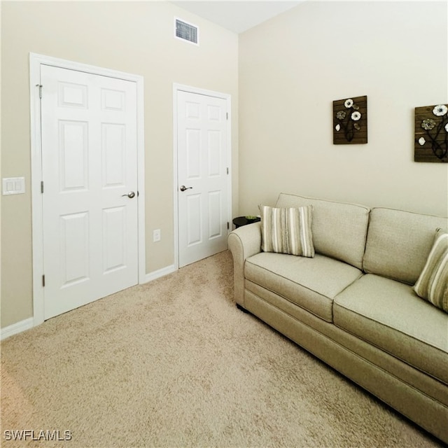 living room with carpet floors