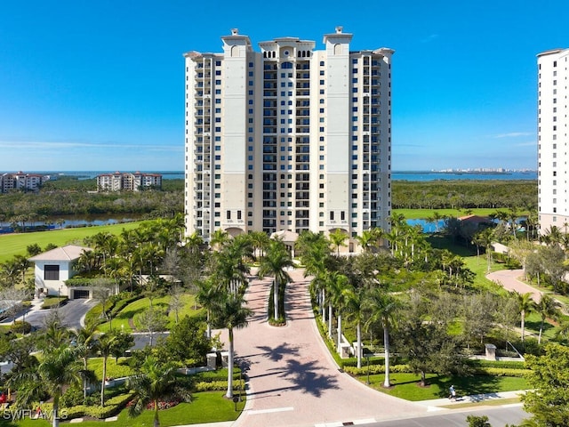 exterior space featuring a water view