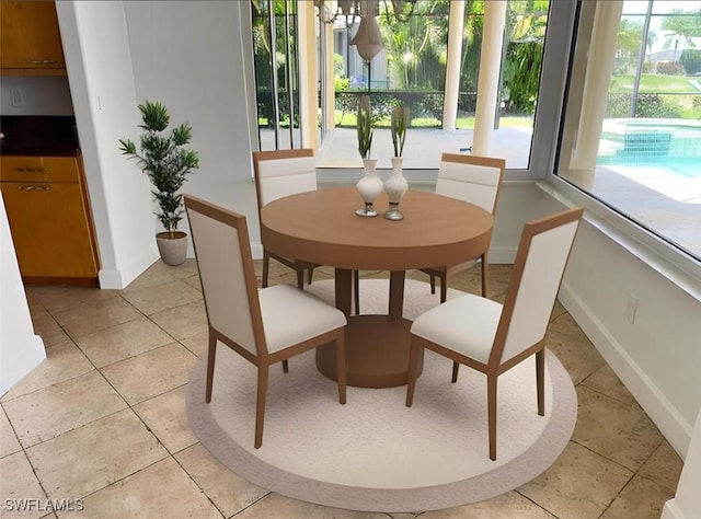 11752 Longshore Way W, Naples, FL 34119 - dining space with baseboards and light tile patterned flooring