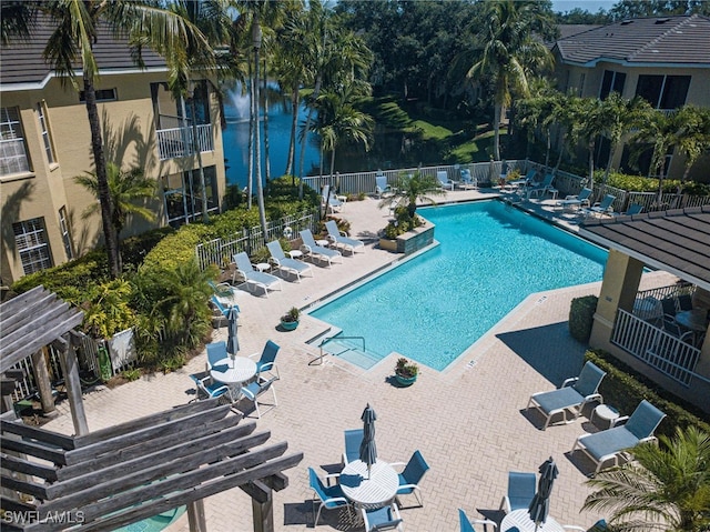 view of pool featuring a patio