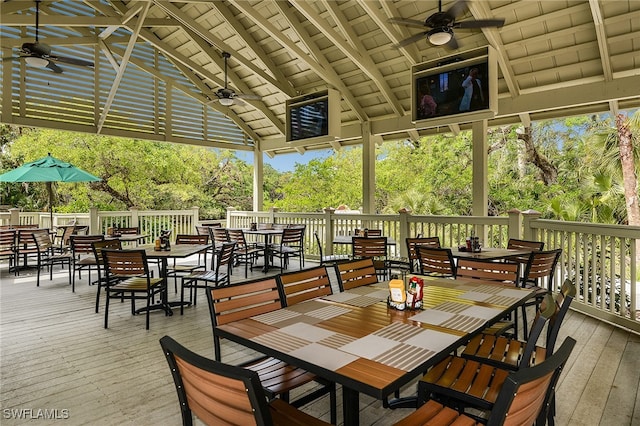 deck featuring ceiling fan