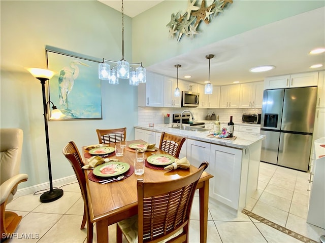 view of tiled dining space