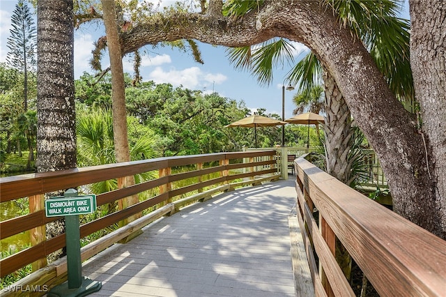 view of property's community featuring a wooden deck