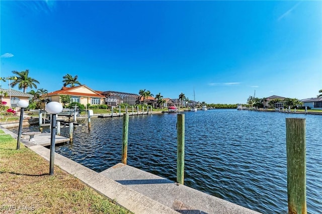 dock area featuring a water view