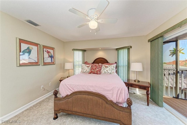 bedroom featuring carpet and ceiling fan