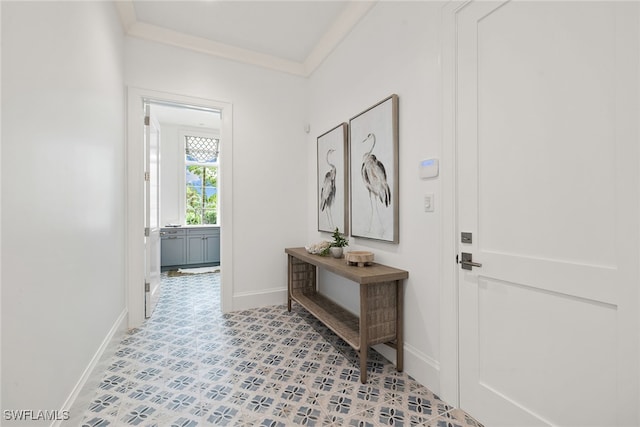 interior space featuring ornamental molding