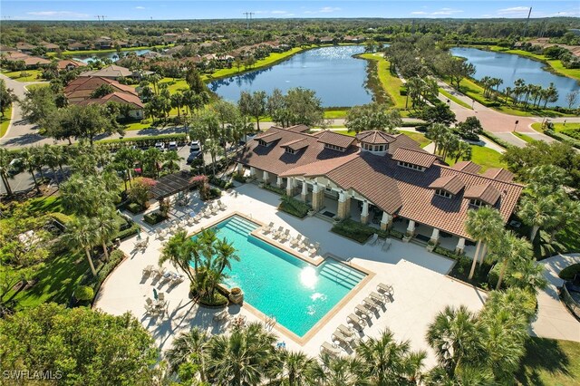 10708 Essex Square Blvd, Fort Myers, FL 33913 - aerial view of residential area featuring a pool and a large body of water