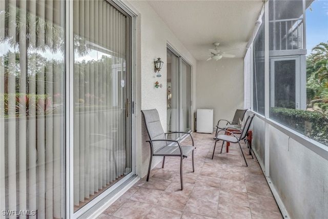 balcony with ceiling fan