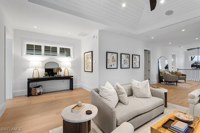 living room featuring light hardwood / wood-style floors