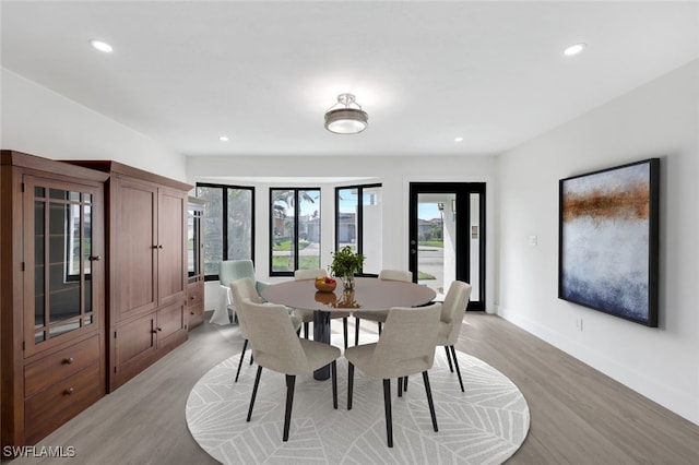 dining area featuring light hardwood / wood-style flooring