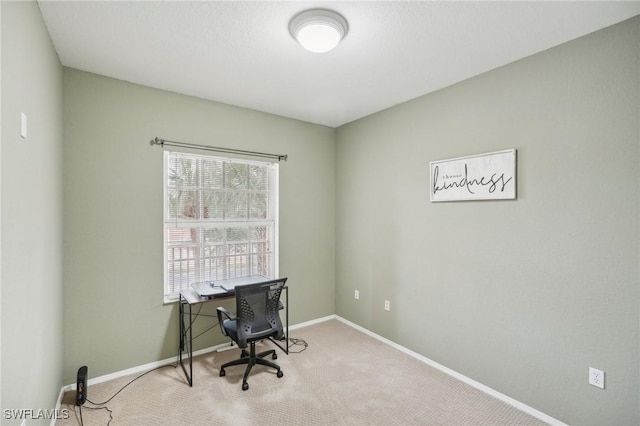 office space featuring baseboards and carpet flooring