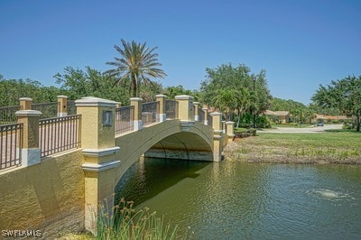 dock area featuring a water view