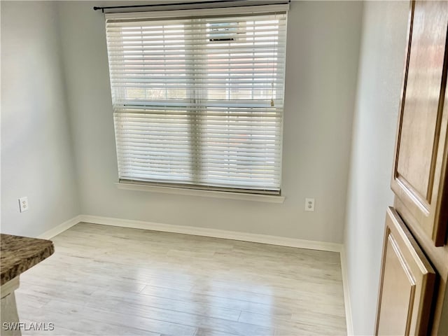 spare room featuring light hardwood / wood-style flooring