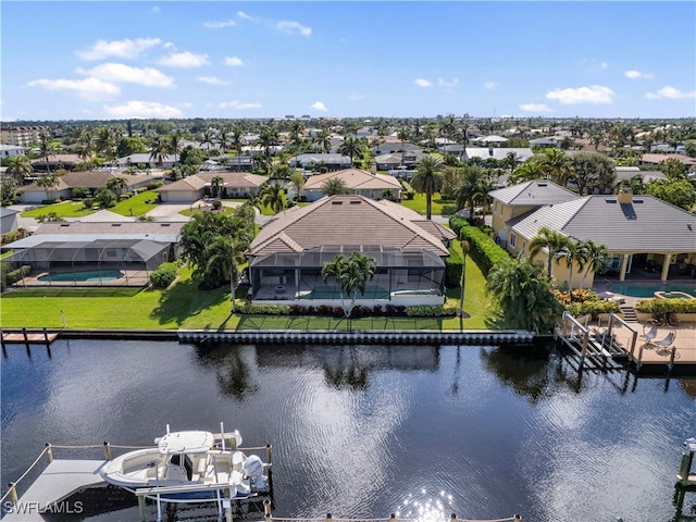 bird's eye view featuring a water view