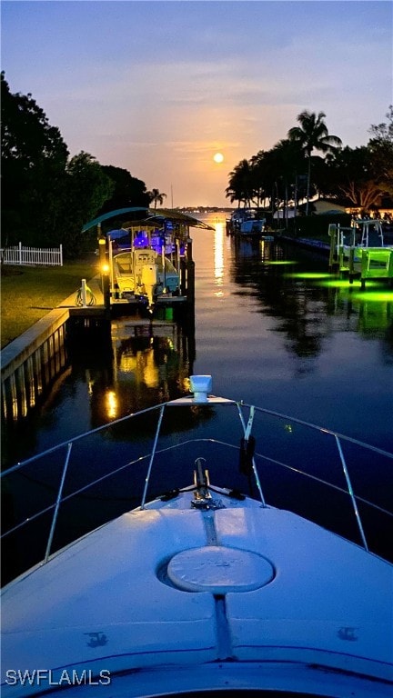 dock area featuring a water view