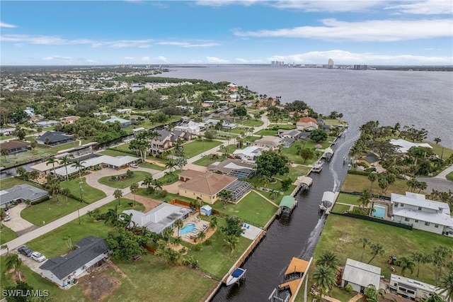 bird's eye view featuring a water view