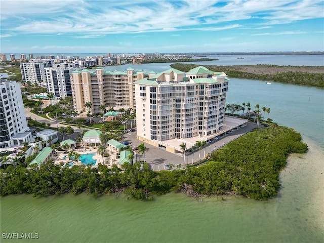 4137 Bay Beach Ln Unit 532, Fort Myers Beach, FL 33931 - drone / aerial view of a nearby body of water and apartment complex