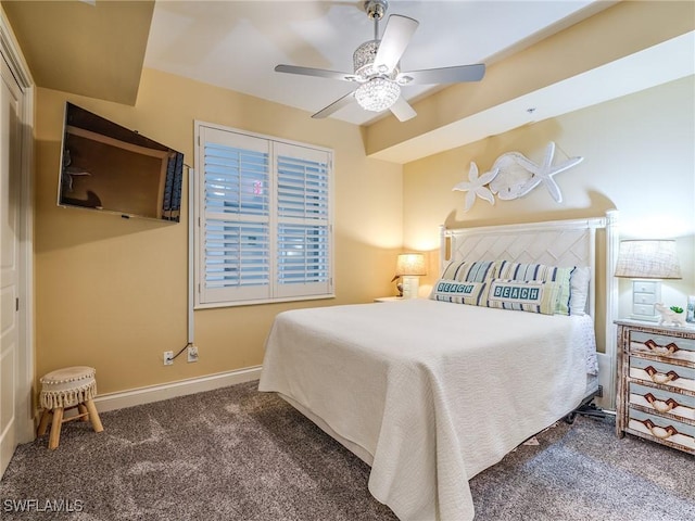 4137 Bay Beach Ln Unit 532, Fort Myers Beach, FL 33931 - carpeted bedroom with a ceiling fan and baseboards