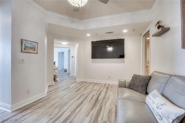 4137 Bay Beach Ln Unit 532, Fort Myers Beach, FL 33931 - living area with light wood-type flooring, baseboards, and ornamental molding