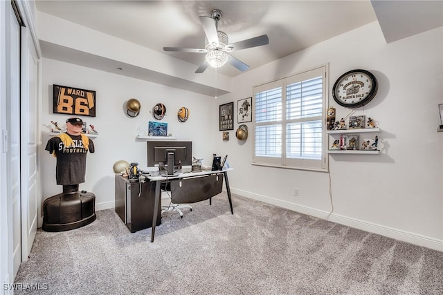 4137 Bay Beach Ln Unit 532, Fort Myers Beach, FL 33931 - carpeted home office with a ceiling fan and baseboards