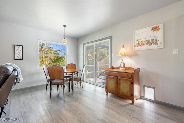 dining area with light hardwood / wood-style flooring